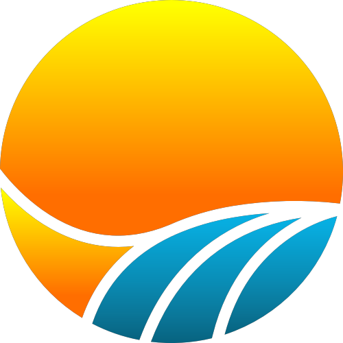 黃色藍色太陽波浪矢量logo圖標